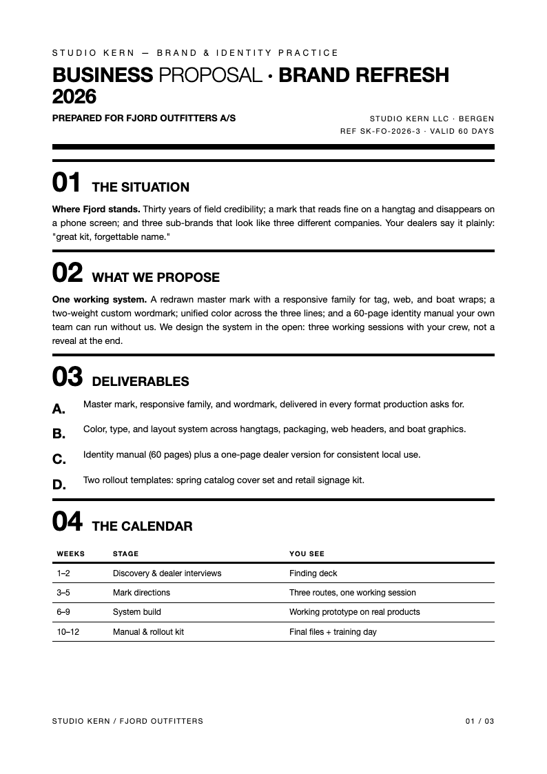 Typographic only business proposal